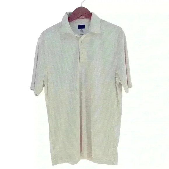 Greg Norman Men’s Yellow Striped Short Sleeve Golf Polo Shirt Size Large - Picture 1 of 7
